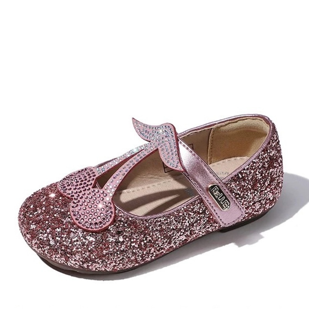 Girls sparkly Princess Glitter Shoes ballet flat girls dress shoes cherry prince
